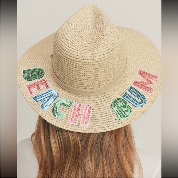 Beach Bum sequin straw Hat - Picture 1 of 3